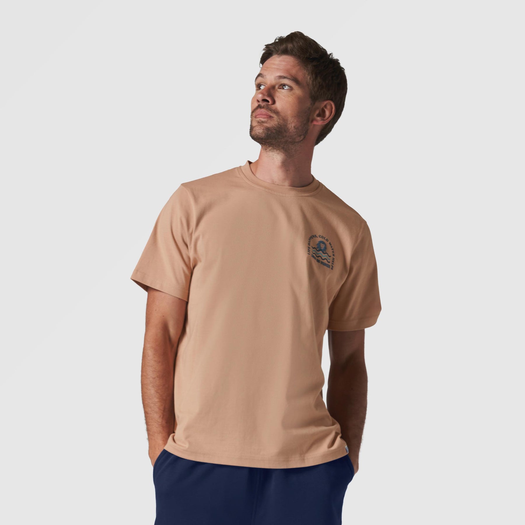 Men's Life Happens Cold Water Helps Coral T-Shirt