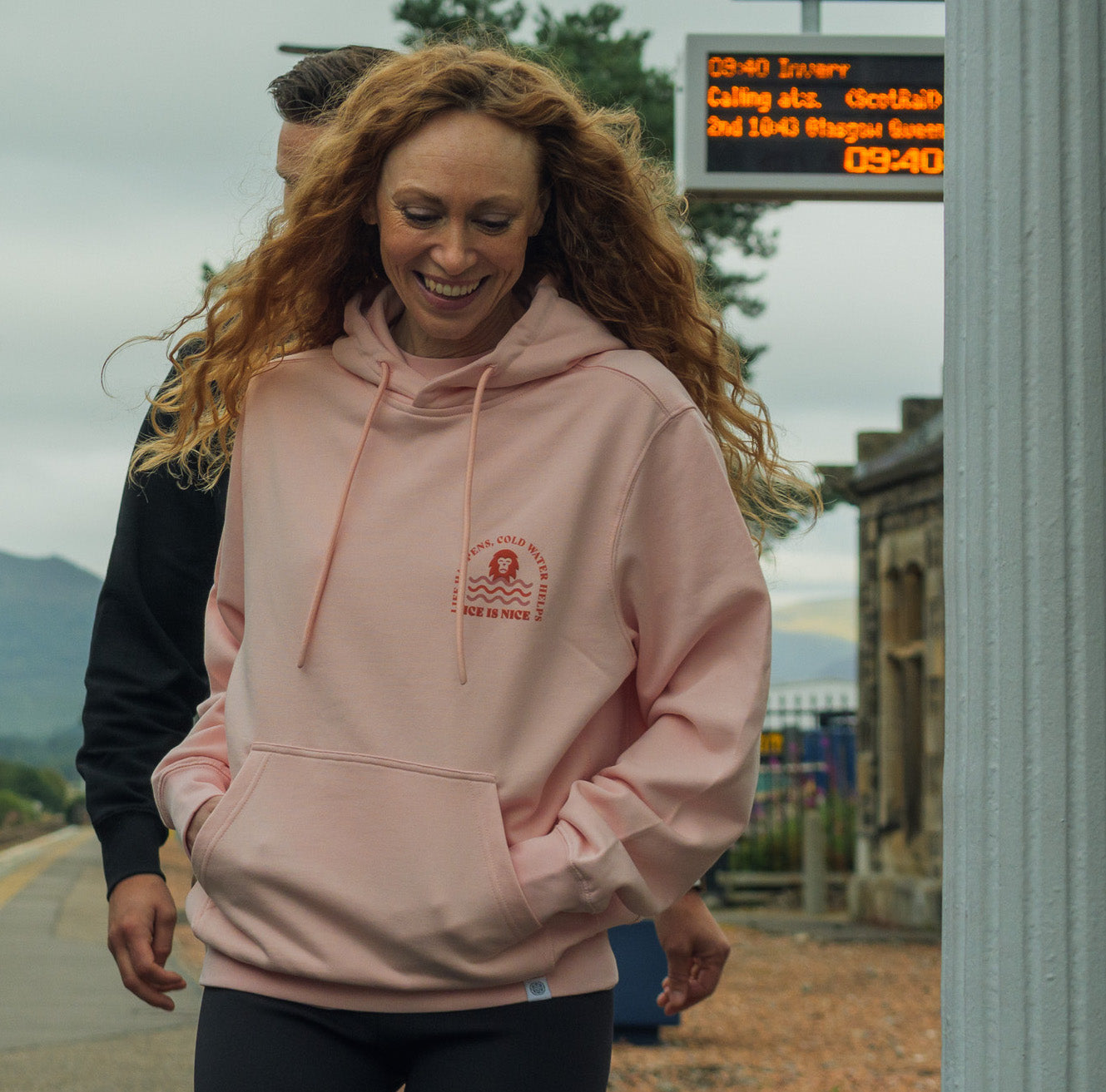 Women's Life Happens Cold Water Helps Pink Hoodie