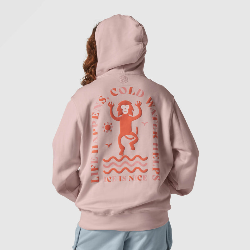 Women's Life Happens Cold Water Helps Pink Hoodie